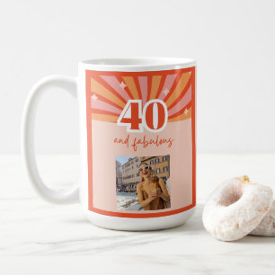 Custom photo 40 and fabulous - retro bright peach coffee mug
