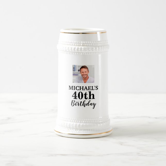 Custom Photo 40th Birthday Beer Stein (Center)