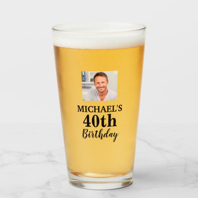 Custom Photo 40th Birthday Party Favour Glass (Front Filled)