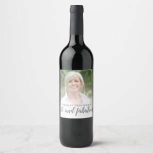 Custom Photo 50 and Fabulous Birthday Party Wine Label
