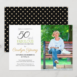 Custom Photo 50th Birthday Party 50 and Fabulous Invitation