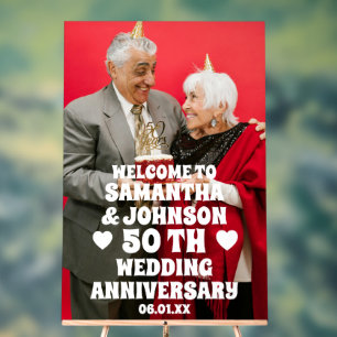 Custom Photo 50th Golden Wedding Anniversary Acrylic Sign