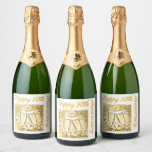 Custom Photo 50th Wedding Anniversary Party Sparkling Wine Label