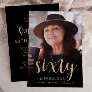 Custom Photo 60 and Fabulous 60th Birthday Party Invitation