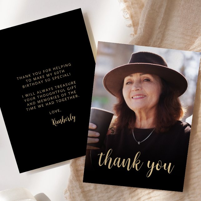 Custom Photo 60th Birthday Party Thank You Card (Creator Uploaded)