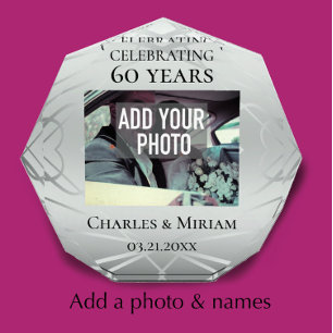 Custom Photo 60th Diamond Anniversary Keepsake Block