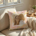 Custom Photo Abstract Pink Swirl Trendy Newlywed Throw Pillow<br><div class="desc">This personalized pillow design is perfect for celebrating love and memories with an elegant touch. Featuring a soft, abstract swirl background in pastel pink, yellow, and gold hues, this pillow adds a dreamy, artistic vibe to any space. Customize it with a cherished photo and names, making it an ideal keepsake...</div>
