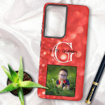 Custom Photo Add A Name Monogram Coral Glitter Samsung Galaxy Case<br><div class="desc">How about a custom photo grandma brag phone case. This fun phone case focused for a grandmother nickname "Grammy" features a background of coral glitter bokeh, room for an initial letter monogram and a photo. Personalize the text for anyone in the template fields, remove the text or click customize to...</div>