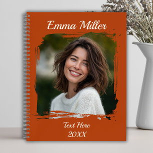 Custom Photo   Add Name or Text   Rust & Cream   Notebook