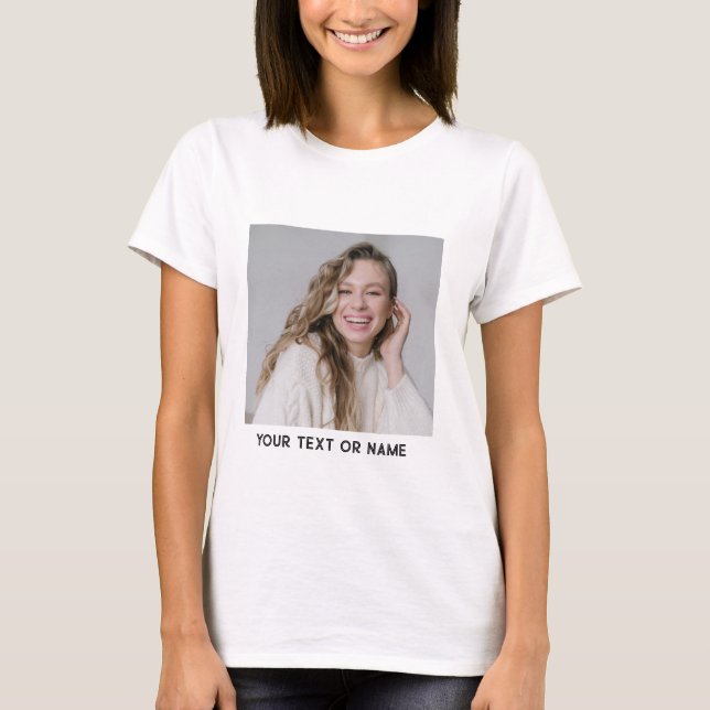 Custom Photo Add Name Text Personalized T-Shirt (Front)