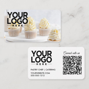 Custom Photo Add Your Logo QR Code  Business Card