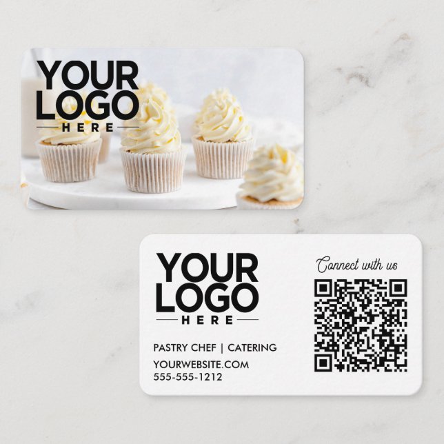 Custom Photo Add Your Logo QR Code  Business Card (Front/Back)