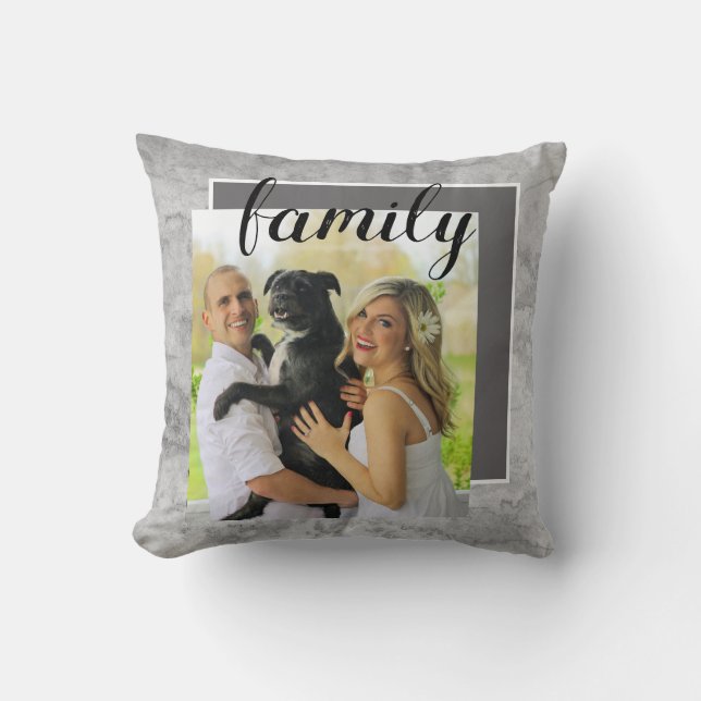 custom photo add your own personalize grey throw pillow (Front)