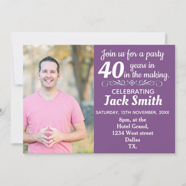 Custom Photo, Age milestone. Invitation (Front)