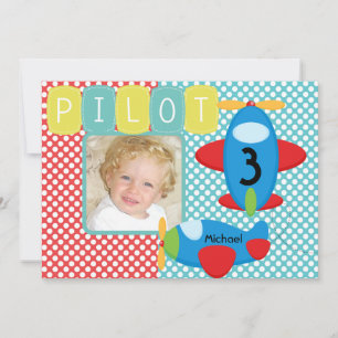 Custom Photo Airplane Pilot Birthday Invitation