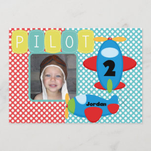 Custom Photo Airplane Pilot Birthday Invitation
