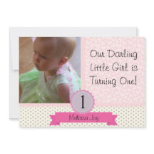 Custom Photo and Age Girl Birthday 5x7 Invitation