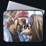Custom Photo and Brush Script Monogram Laptop Sleeve<br><div class="desc">This piece is a personalized, modern, and self-customized design. It features a photo which the customer replaces with their own photograph and brush script initials. This print will surely add to any man's or woman's personal style, making him or her fashionable and bold. This particular design allows for customization of...</div>
