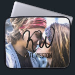 Custom Photo and Brush Script Monogram Laptop Sleeve<br><div class="desc">This piece is a personalized, modern, and self-customized design. It features a photo which the customer replaces with their own photograph and brush script initials. This print will surely add to any man's or woman's personal style, making him or her fashionable and bold. This particular design allows for customization of...</div>