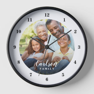 Custom Photo and Family Name Personalized Clock