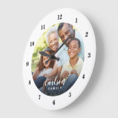 Custom Photo and Family Name Personalized Large Clock (Angle)