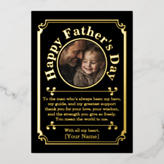 Custom Photo and Gold Foil Father's Day Holiday Card