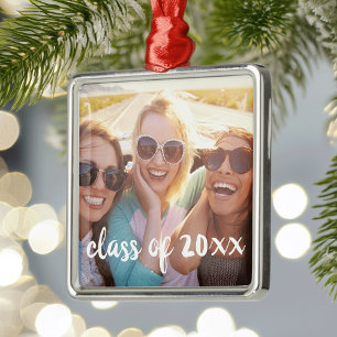 Custom Photo and Graduation Year Metal Ornament