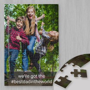 Custom Photo and Hashtag - Best Dad in the World Jigsaw Puzzle