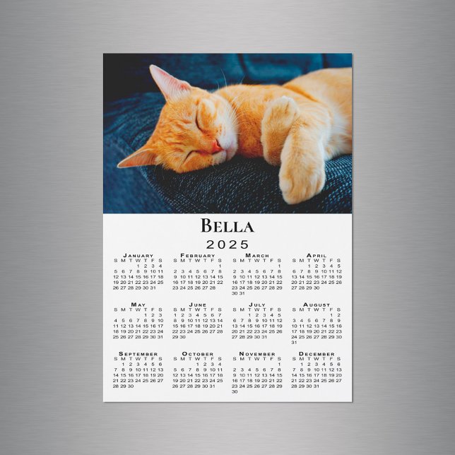 Custom Photo and Name 2025 Calendar Magnet (Custom Photo and Name 2025 Calendar Magnet in situ)
