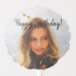 Custom Photo and Name Birthday Balloon<br><div class="desc">With little golden glitter hearts. Add a photo and change the text easily!</div>