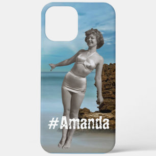 Custom photo and name Modern summer beach blue  iPhone 12 Pro Max Case