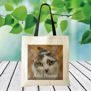 Custom Photo and Name Personalized Tote Bag