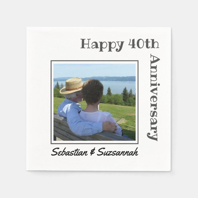 Custom Photo and Name Special Wedding Anniversary  Napkin (Front)