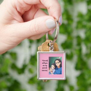 Custom Photo and Quote Elegant Photo Block Keychain