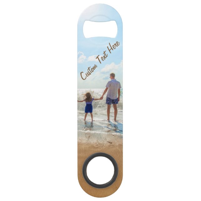 Custom Photo and Text Bar Key - Your Own Design (Back)