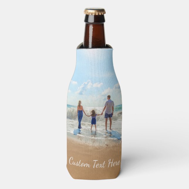 Custom Photo and Text Bottle Cooler - Your Design (Bottle Front)