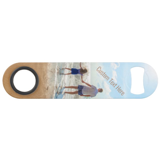 Custom Photo and Text Bottle Opener Your Design Bar Key (Back Horizontal)