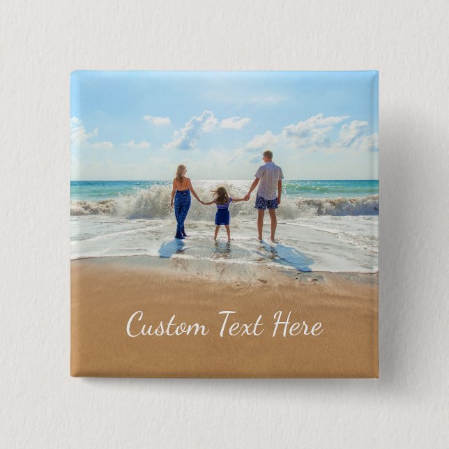 Custom Photo and Text Button Your Own Design (Front)