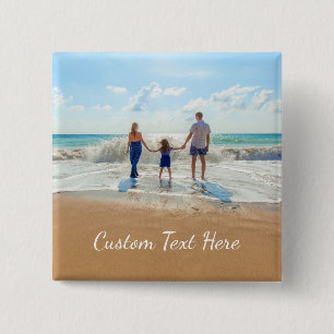 Custom Photo and Text Button - Your Own Design