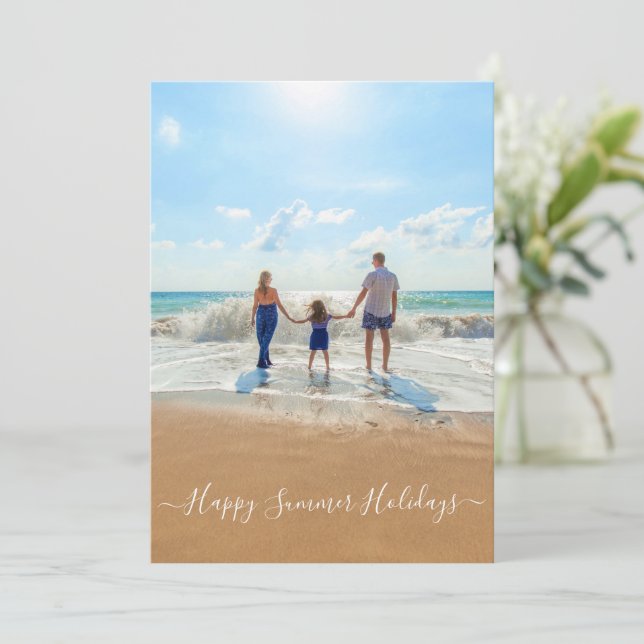 Custom Photo and Text Card - Happy Summer Holidays (Standing Front)