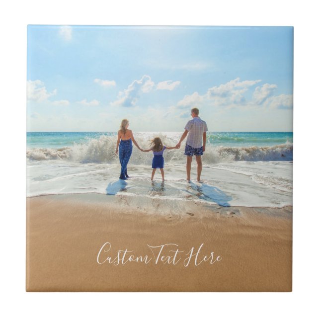 Custom Photo and Text Ceramic Tile Your Own Design (Front)