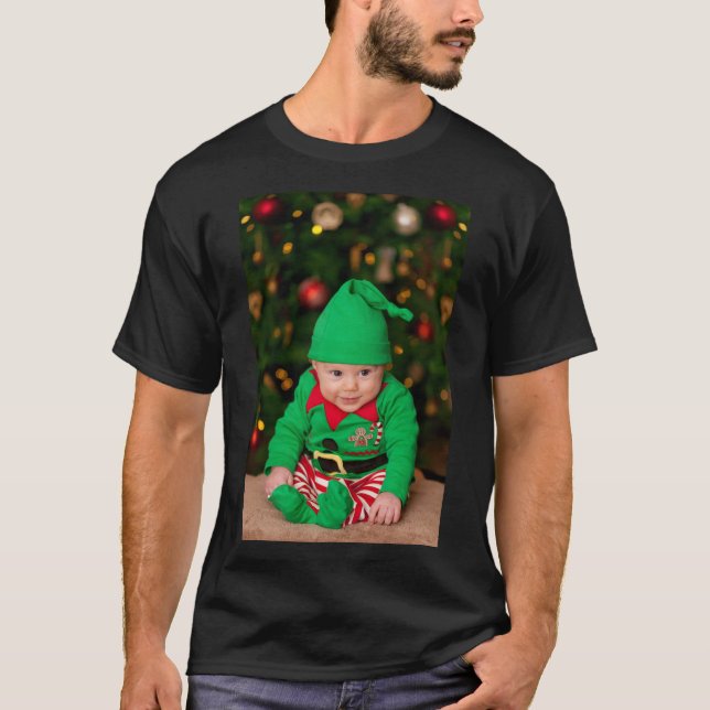 Custom photo and text Christmas T-Shirt (Front)