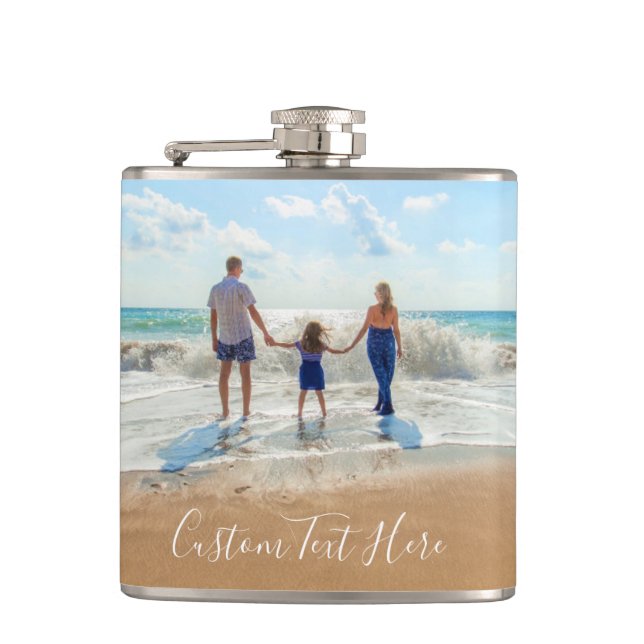 Custom Photo and Text Flask - Your Summer Design (Front)