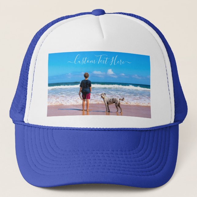 Custom Photo and Text Hat Your Own Design with Pet (Front)