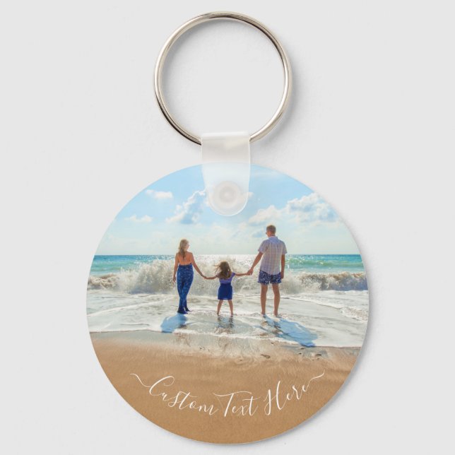 Custom Photo and Text Keychain Unique Your Design (Front)