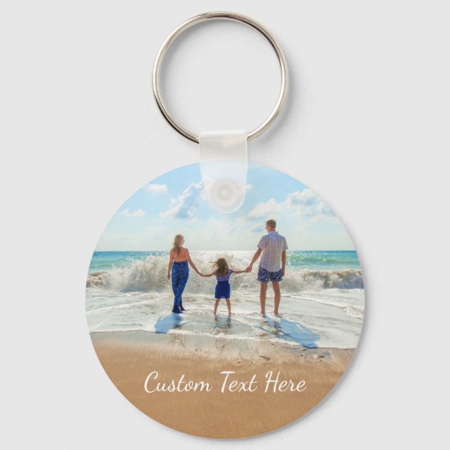 Custom Photo and Text Keychain - Your Own Design (Front)