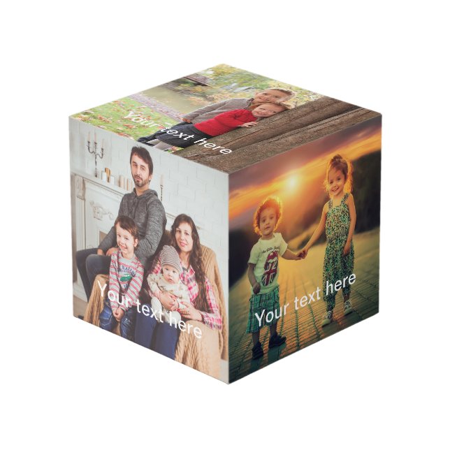 Custom Photo and Text Memory Cube (Front Angled)