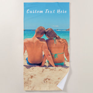 Custom Photo and Text - Modern Your Own Design Beach Towel