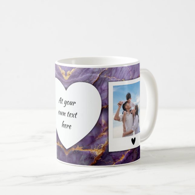 Custom Photo and Text Mug - Elegant Marble Design (Front Right)