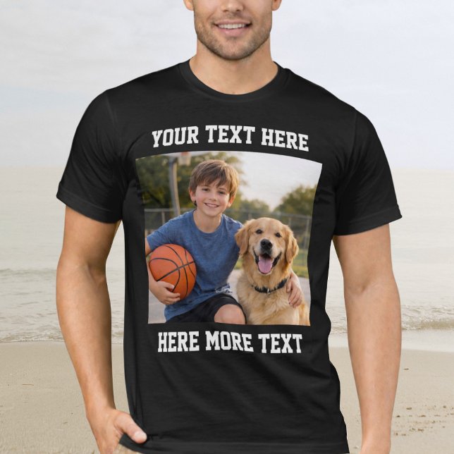 Custom Photo and Text Or Name Bold Sporty  T-Shirt (Creator Uploaded)